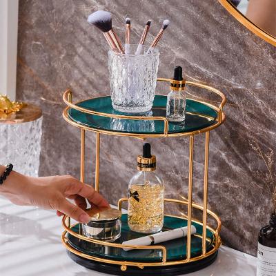 China Viable Luxury Light Luxury Desktop Cosmetic Bathroom Vanity Storage Box Organizers Dressing Table Rack Toilet for sale