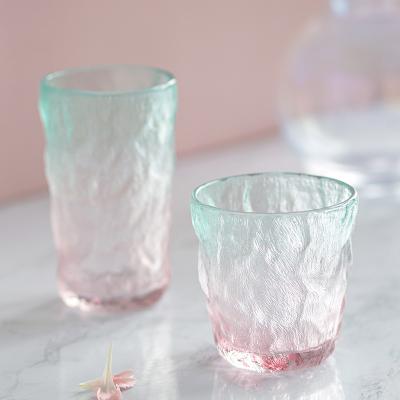 China Simple Home Statistical Institute Disposable Frosted High Aspect Glacial Glass Couples Tea Cups Tier Transparent Cups for sale