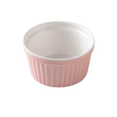 China Creative Viable Ceramic Pudding Bowl Baking Souffle Mill Luster Dessert Bowl Baby Steaming Egg Bowl for sale