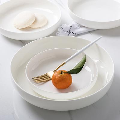 China Sustainable Economic Custom Design Round Flat Plate Household Cutlery Steak Plate Pasta Plate for sale