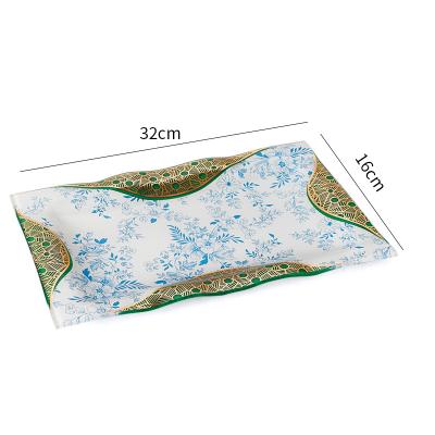 China Durable Manufacturers Cheap Marble Pattern Rectangle Glass Serving Tray for sale