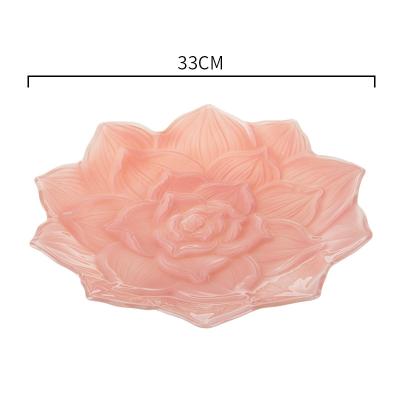 China Disposable lightweight luxury wind cake dish family tempered glass lotus fruit dish creative for sale