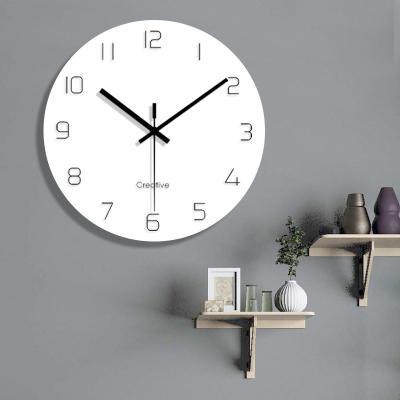 China Simple Glass Home Decorative Wall Hanging Desk Clock White Parete Da Orologio DA Orologio Wall Clock for sale