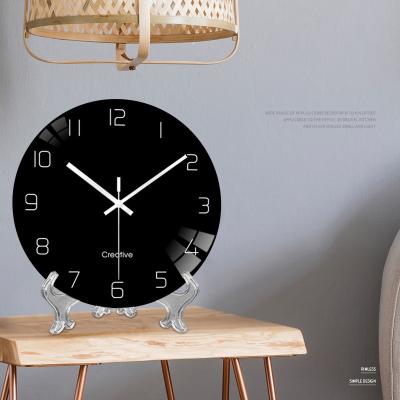 China Simple Fashion Creative Glass Radio With Bracket Clock Study Living Room Home Marble Clock for sale