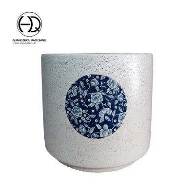 China Simply in stock desktop round shape glazed ceramic face pot bonsai wholesale for sale