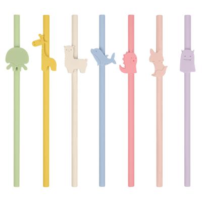 China Animal Shape Baby Silicone Drinking Straw Custom Soft Foldable for sale