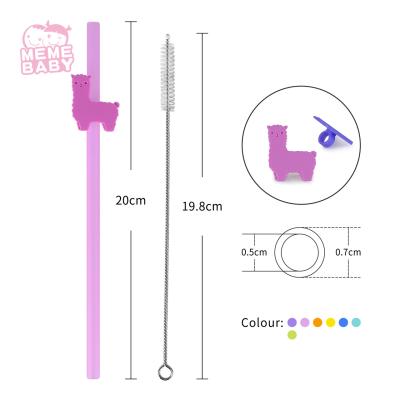 China Animal Clip Silicone Reusable Straw Set Drinking With Tip for sale