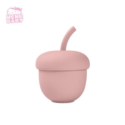 China Cute Acorn Shape No Spill Silicone Baby Cup For Baby Care Room for sale