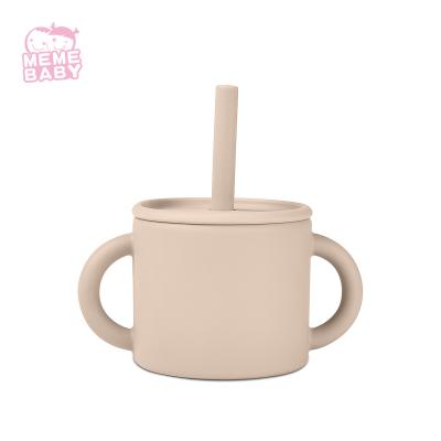 China Spülmaschinen-Safe Double Handles-Silikon-Schale mit Straw Baby Use zu verkaufen