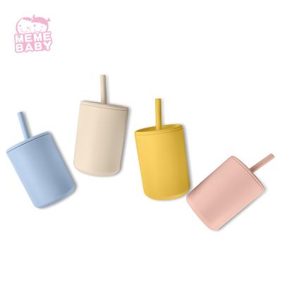 China Reusable 100% Food Grade Silicone Sippy Cup 6m+ Non Spill With Straw for sale