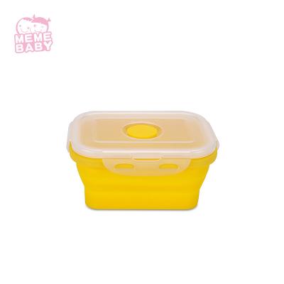 China Leakproof Food Grade Silicone Tableware Set Collapsible Lunch Box Rectangle for sale