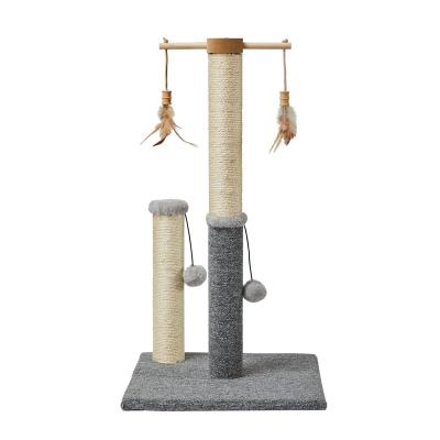 China Large Cat Scratcher Real Wood Tall Cardboard Plush Cat Tree Floor Sustainable Wholesale Luxury Pet Furniture Floor to Ceiling for sale