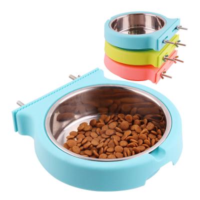 China Small Animals New Stainless Steel Pet Bowl Anti Spill Bowl Hanging Tableware Can Be Used For Dogs And Cats for sale