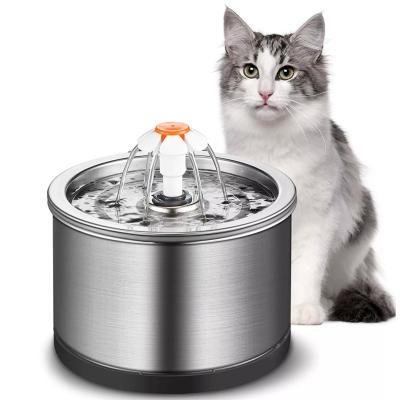 China 2.5L Automatic Silver Wing Around All Flower Pet Water Dispenser Stainless Steel Water Feeder for sale