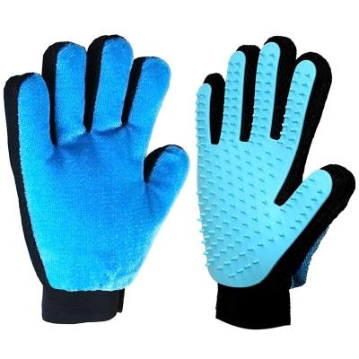 China New Improved Sustainable Brush Cloth Fur Five Finger Gloves Cat Dog Pet Gloves for sale