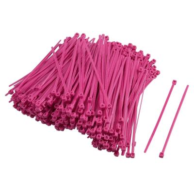 China 100pcs/bag High Quality Nylon Eco-friendly Pink Zip Tie Wraps 4.8x200 Cable Ties Anti-UV 8inch for sale