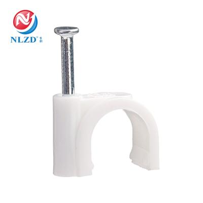 China Nail Tied In Staples White Round Steel Wire Cable Clamp Wire Wall Bracket Circle High Quality Cable Clamps for sale