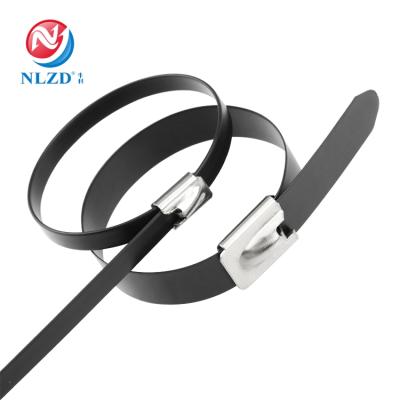 China Steel PVC Coated Ss304 Stainless Steel Cable Ties Black Wire Binding Wraps Ties Zip Tie for sale