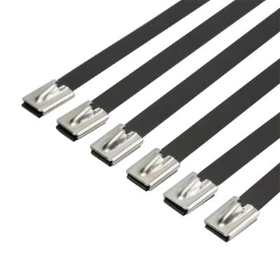 China Stainless Steel Band 201 Hotsale PVC Stainless Steel Tie, Coated Factory Price Black Metal Zip Tie for sale