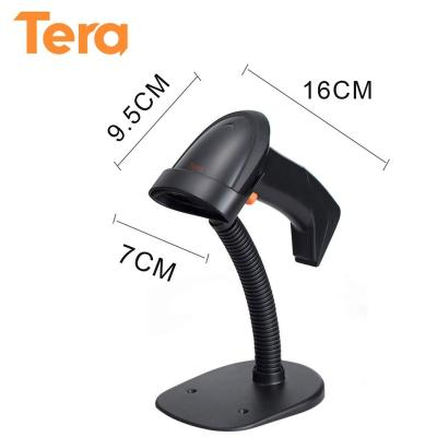 China Tera Wireless Barcode Scanner 2 in 1 Handheld Barcode Scanner with Cable Cheap Price by Stand Tera 1D Barcode Scanners 30-1000mm for sale