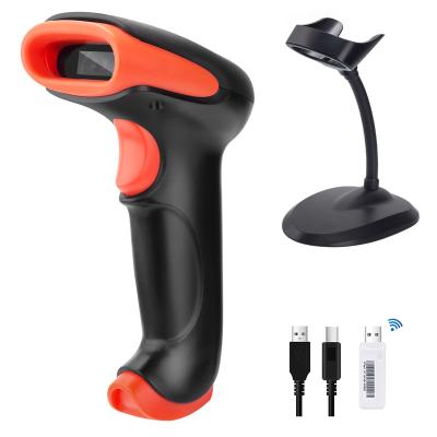 China Wireless 1D 2D Tera QR Barcode Scanner 2-in-1 Image Barcode Reader (2.4G Wireless and USB 2.0 Wired) with Stand, HW0005-Z 30-1000mm for sale