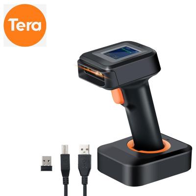 China Tera Hand-Free Barcode Scanner with Display Wireless&Wired 3 in 1 Blue Tooth 1D 2D QR Barocde Scanner with Screen Fill Base 30-1000mm for sale