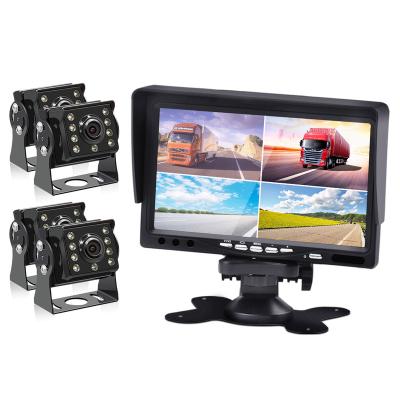 China 7 Inch Split Screen Quad Monitor 4CH Video Input Windshield Style Parking Shockproof Dashboard For Car Rear View Camera Car-styling for sale