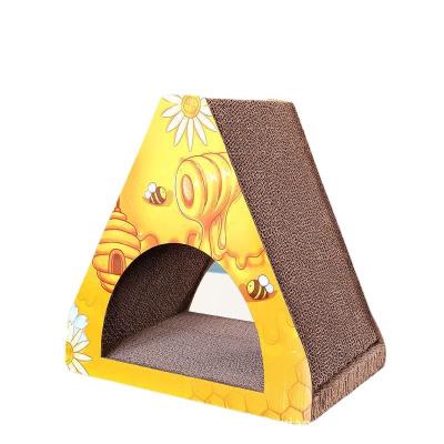 China Breathable Different Shape Cat Scratch Board Cat Nest and Small Pets Vertical Scratch Board Durable Cardboard Pet Paper Toy for sale