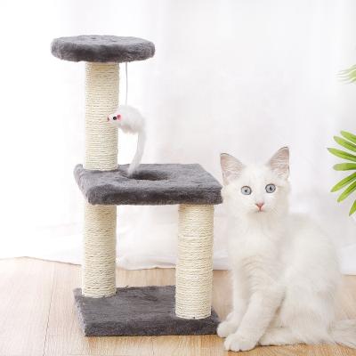 China High Quality Sustainable Cat Scratching Tree Three Layer Sisal Dish Square Medium Small Cat Play Scratching Post For Cats for sale