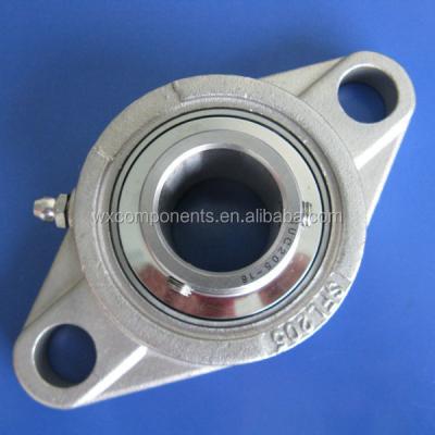 China AISI 304 Stainless Steel 15 mm Stainless Steel Flange Bearing SSUCFL202 2 Unit SUCFL202 Equivalent Bolt Mounted Bearings for sale