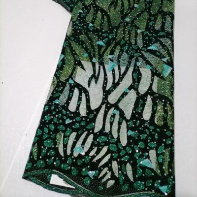 China Latest Viable Nigerian Women Dress French Velvet Embroidery Suquence Lace Fabric for sale