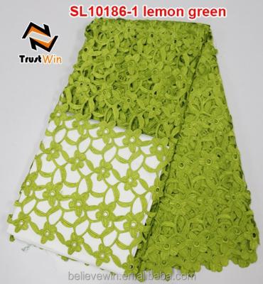 China Sustainable Top Fashion Nigeria Embroidery Cotton Guipure Lace Fabric for sale