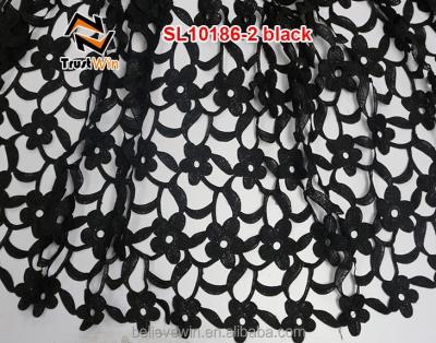 China Newest Viable Black Lace Nigeria Cotton Guipure Lace Fabric SL10186 for sale