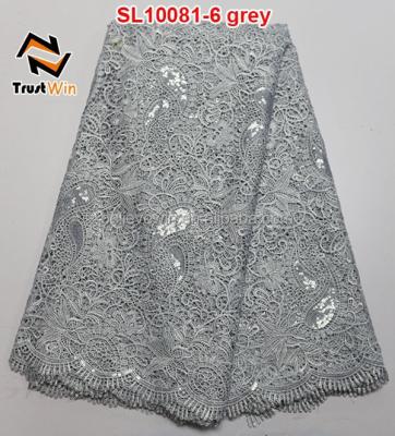 China SL10081-6 African Guipure Lace Fabric Silver Trustwin for sale