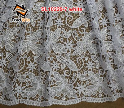 China Viable hot sale white guipure lace chemical lace fabric, high quality african guipure lace fabric for sale