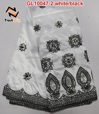 China GL10047-2 Sustainable Georges African Heavy Silk Lace in White/Black for sale