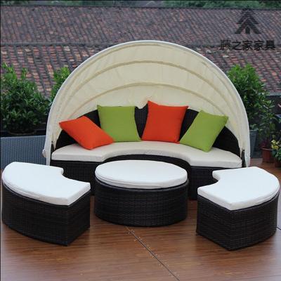 China ANTI-UV waterproof outdoor bed can be assembled with aluminum canopy PE rattan frame villa garden sofa set for sale