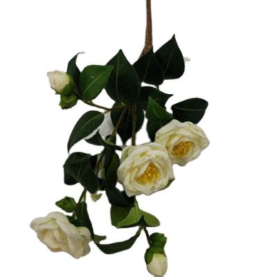 China Cloth Wholesale Bulk Artificial Silk Camellia Flower Stem For Wedding Table Decoration for sale