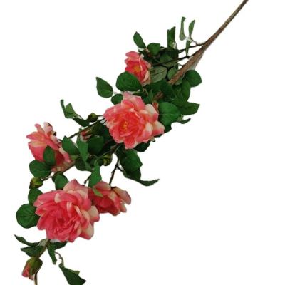 China Wholesale Artificial Single Stem Flower Fabric Camellia Tall Artificial Flower Preserved Roses For Centerpiece Home Flower for sale