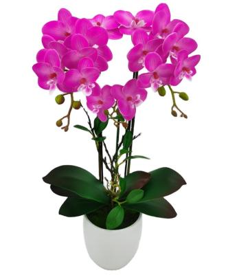 China Polyester Artificial Flowers Phalaenopsis Decorative Orchid Plants With Pot 3D Printed Flowers Orchid for sale