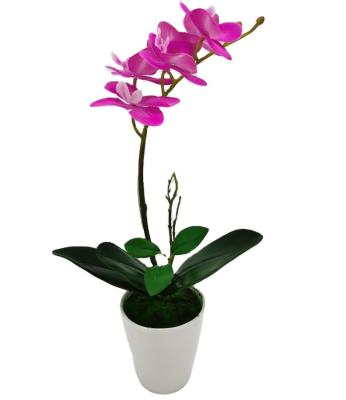 China Artificial Orchid Flower Polyester Phalaenopsis Floral Potted Orchid 3D Printed Orchid In Pot for sale