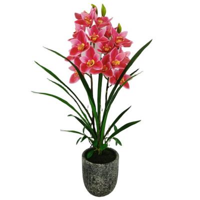 China 2022 Polyester Life Like Orchid Artificial Latex Artificial Cymbidium In Pot Decorative 3d Printed Orchid Plants for sale