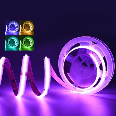 China Theme park COXO rgb cob led strip light ip20 ce rohs 15w 10mm rgbw wide remote control 12v 24v rgb cob led strip for sale