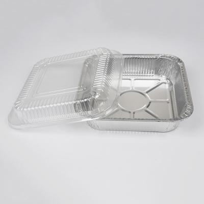 China Silbernes Wegwerf- Aluminium- Nahrungsmittel-Tray With Lid Rectangular Soem zu verkaufen