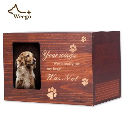 China Weego Viable Pet Urns For Ashes Cremation Wooden Urns Funeral Caskets For Dog Cat Pet Memorial Keepsake Box With Photo Frame for sale