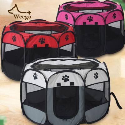 China Breathable Collapsible Stored Oxford Cloth Octagonal Tent Cage Pet Fence Weego Pet Cat Dog Cage for sale