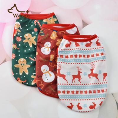 China Weego Sustainable Pet Apparel Christmas Dog Clothes Cartoon Pet Vest Teddy Clothes for sale