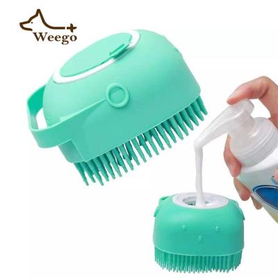 China Weego New Arrivals Sustainable Silicone Pet Brush Cat Dog Hair Brush Clean Pet Bath Brush for sale