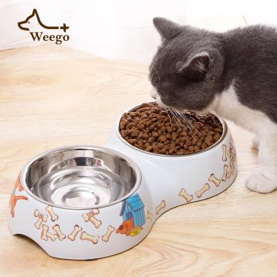 China Weego Sustainable Cat Bowls for Food and Water Premium Stainless Steel Double Dismountable Bowls with Non-Slip Bottom for Pet Bowl for sale