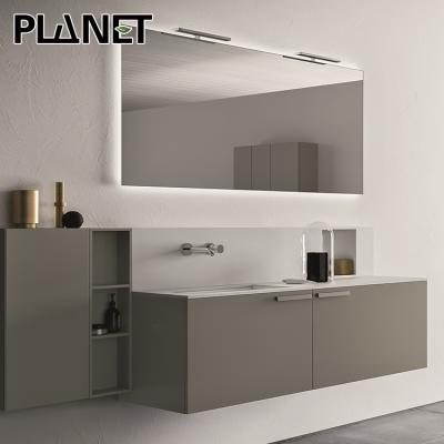 China Environmentally Friendly Custom 56 Inches Venity Modern Simple Timber Teak Cabinet In Gray Vanity Bathroom for sale